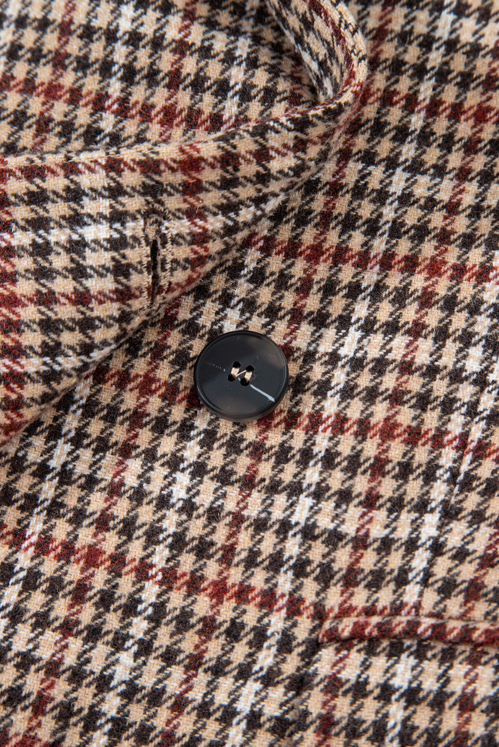 Brown Houndstooth Lapel Collar Blazer