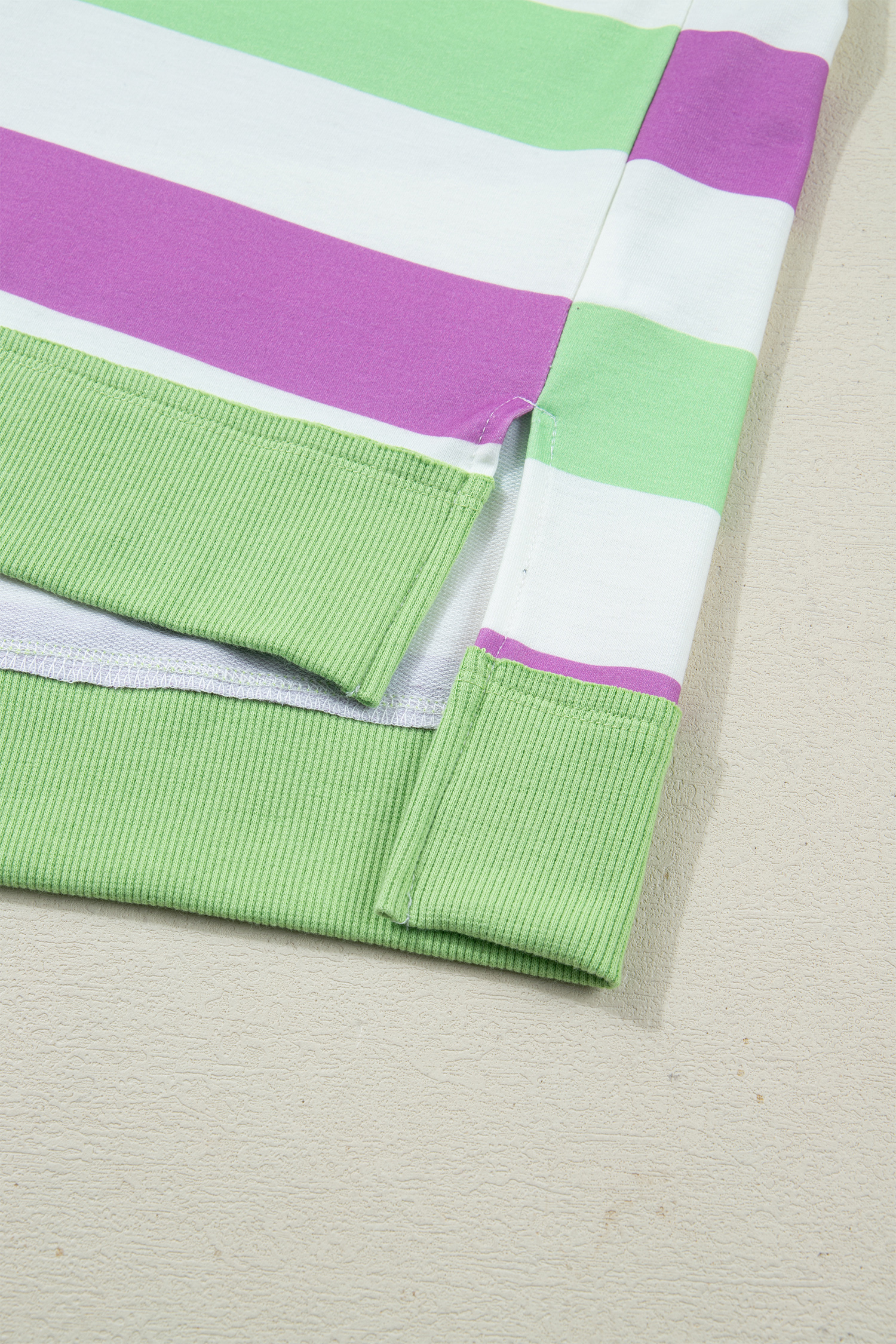 Green Stripe Lucky Clover Embroidered Graphic Dolman Loose Tee