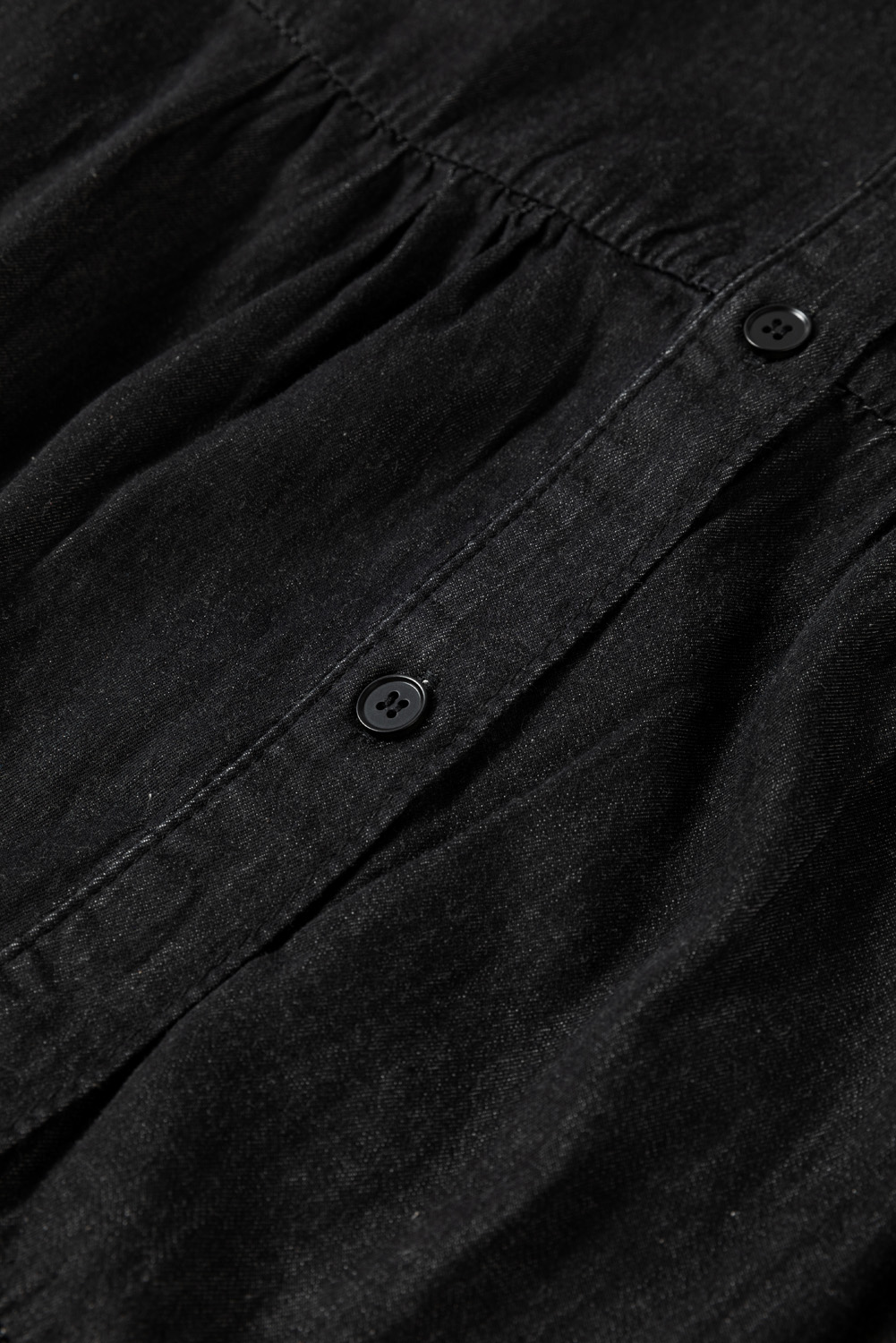 Sky Blue Chambray Ruffled 3/4 Sleeve Tiered Split V Neck Mini Dress