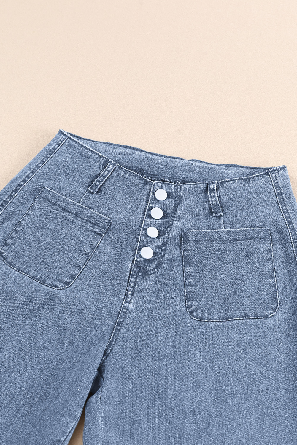 Sky Blue High Waist Cropped Wide Leg Jeans