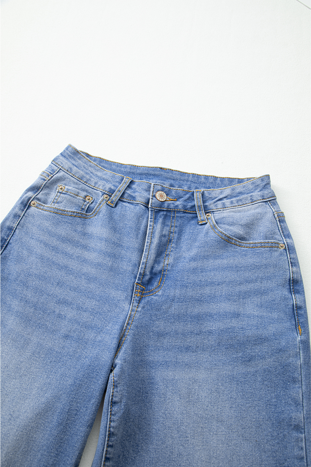 Real Teal Raw Hem Unique Cuffs Straight High Rise Loose Jeans