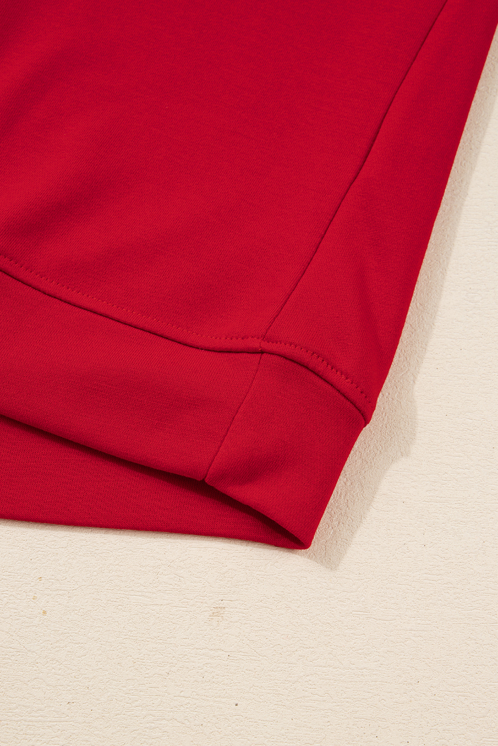 Fiery Red Contrast Striped Detail Varsity Sweatshirt