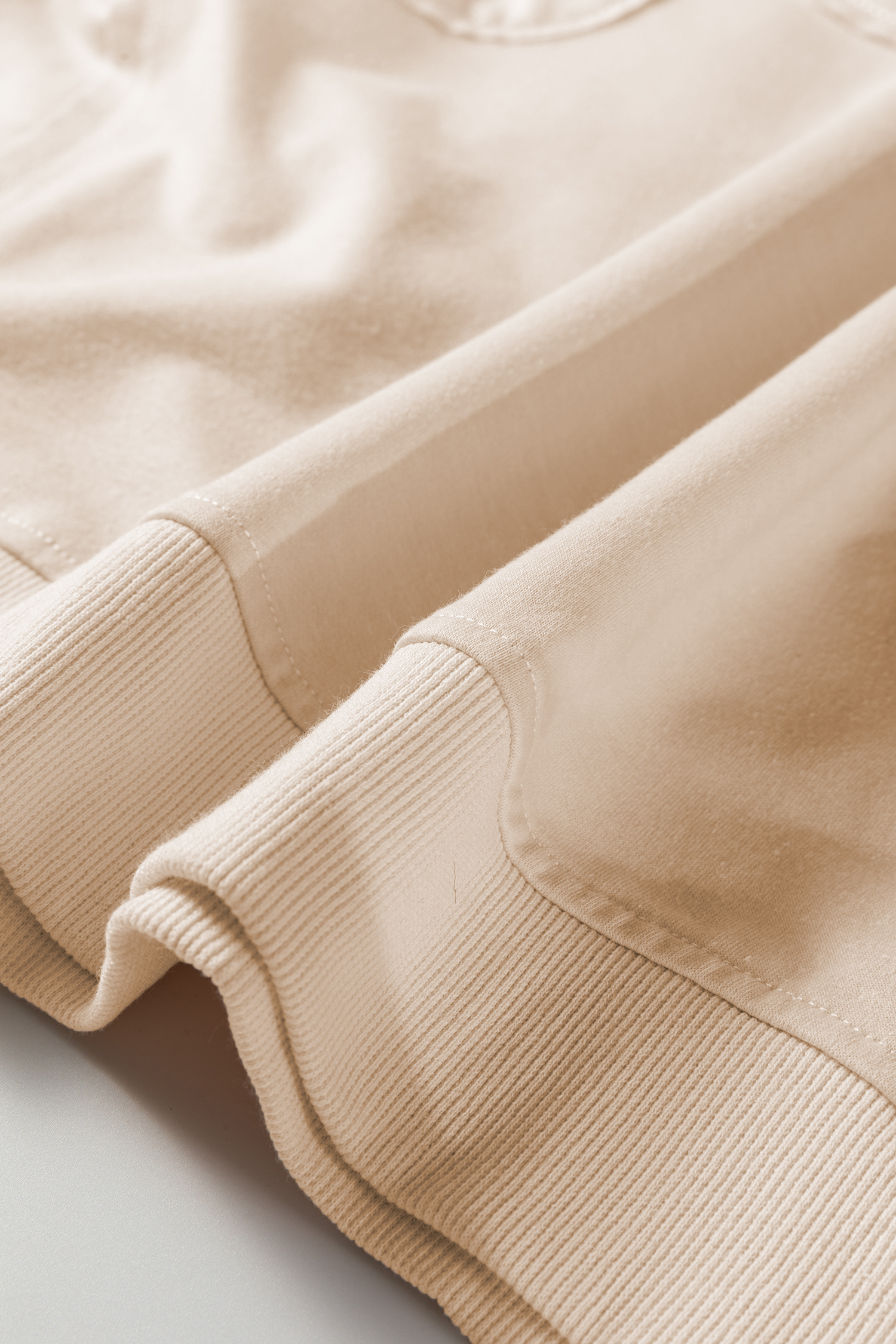 Beige Raw Edge Flower Patch Drop Shoulder Casual Top