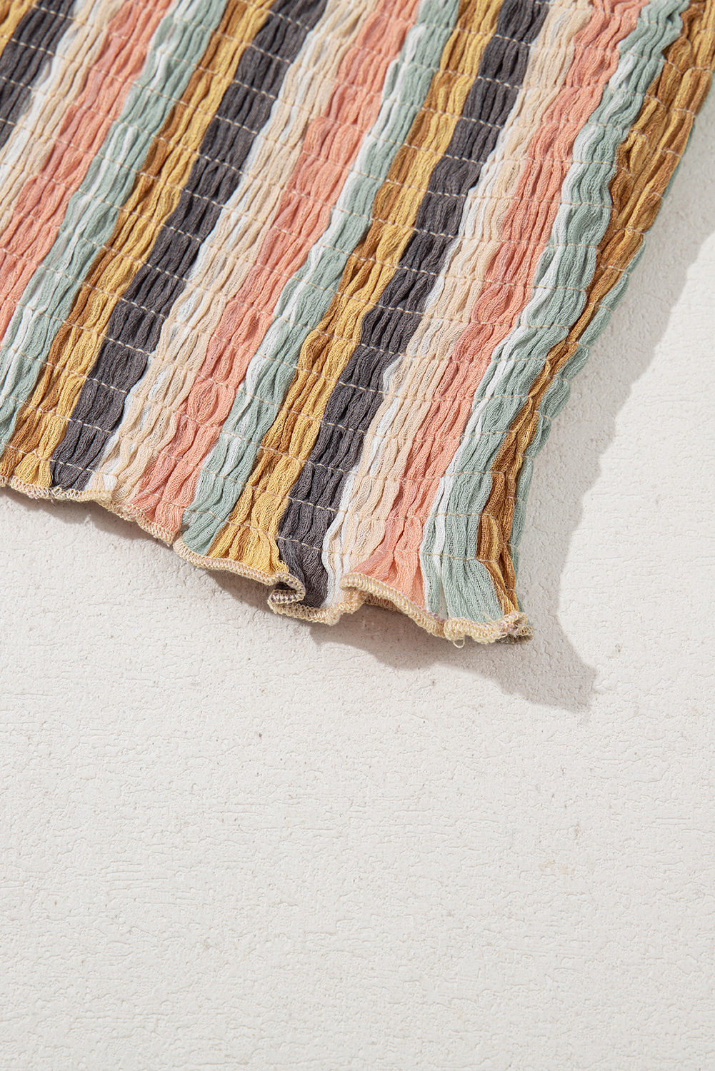 Multicolour Vertical Striped Smocked Cami Top Wide Leg Pants Set