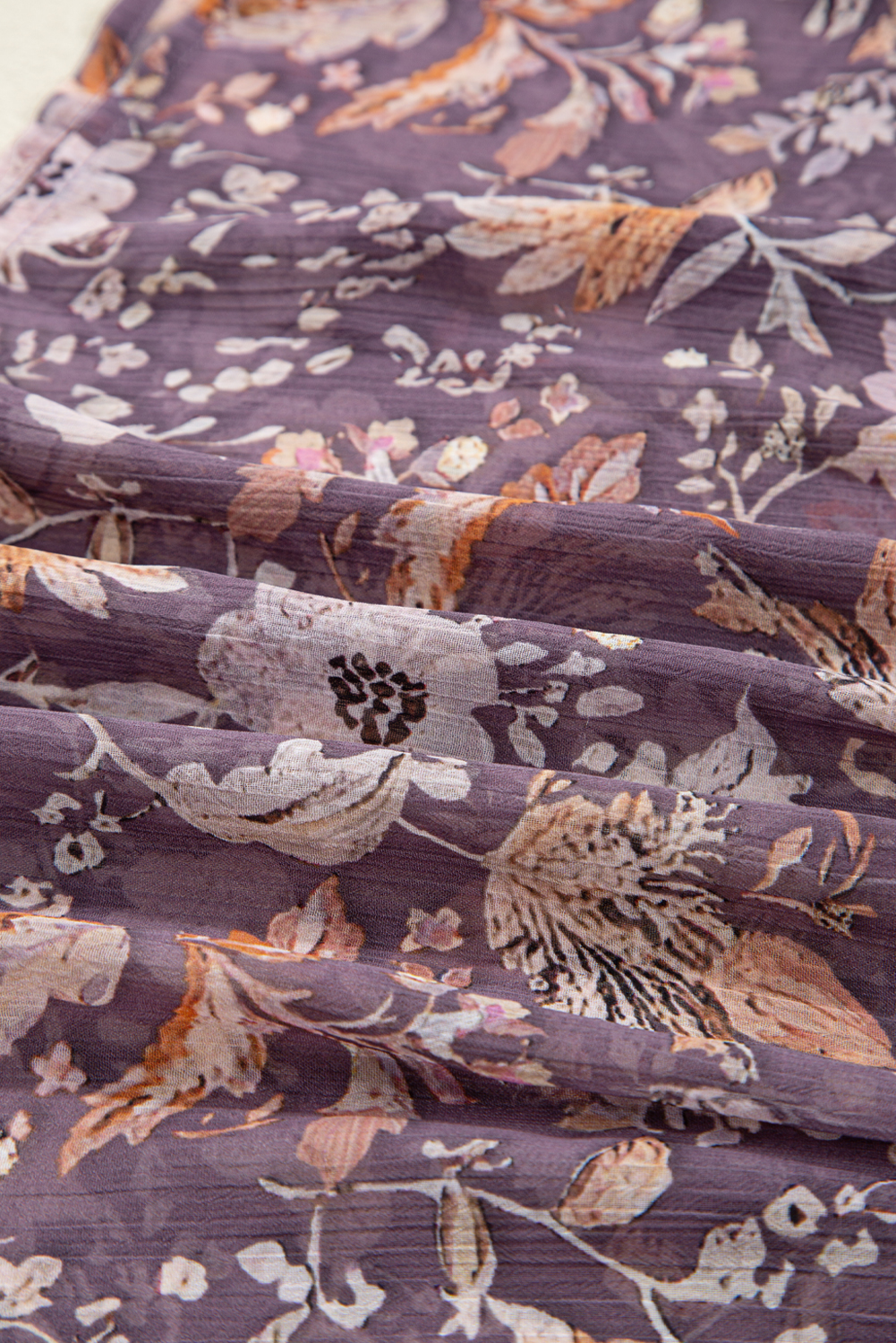 Blue Boho Flower Print 3/4 Sleeve Babydoll Blouse