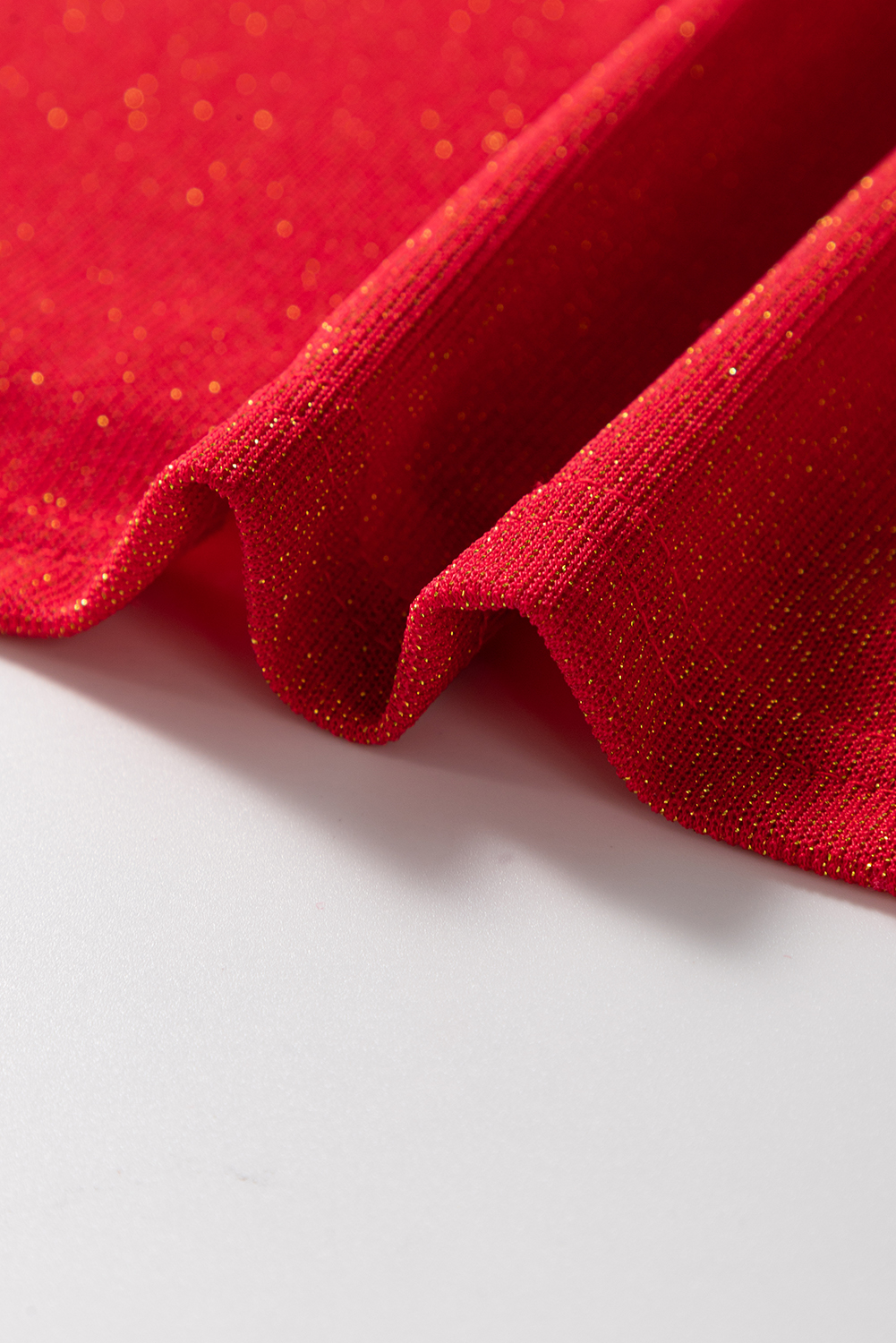 Red Metallic Bowknot Open Back V Neck Top