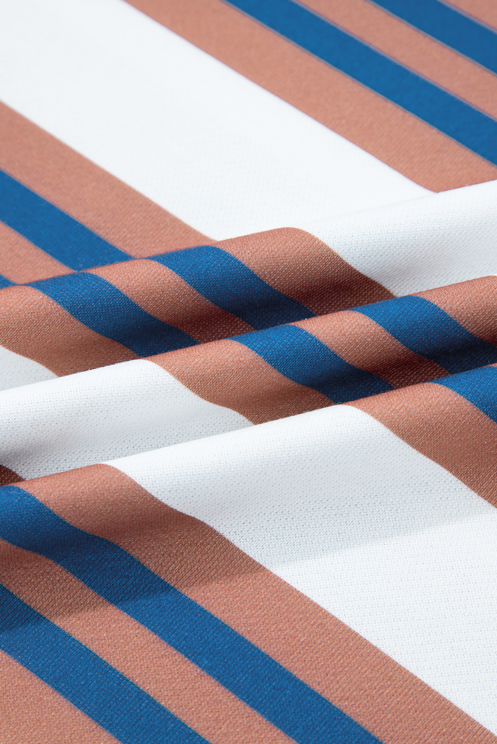 Khaki Stripe Crew Neck Drop Shoulder Pullover Sweatshirt