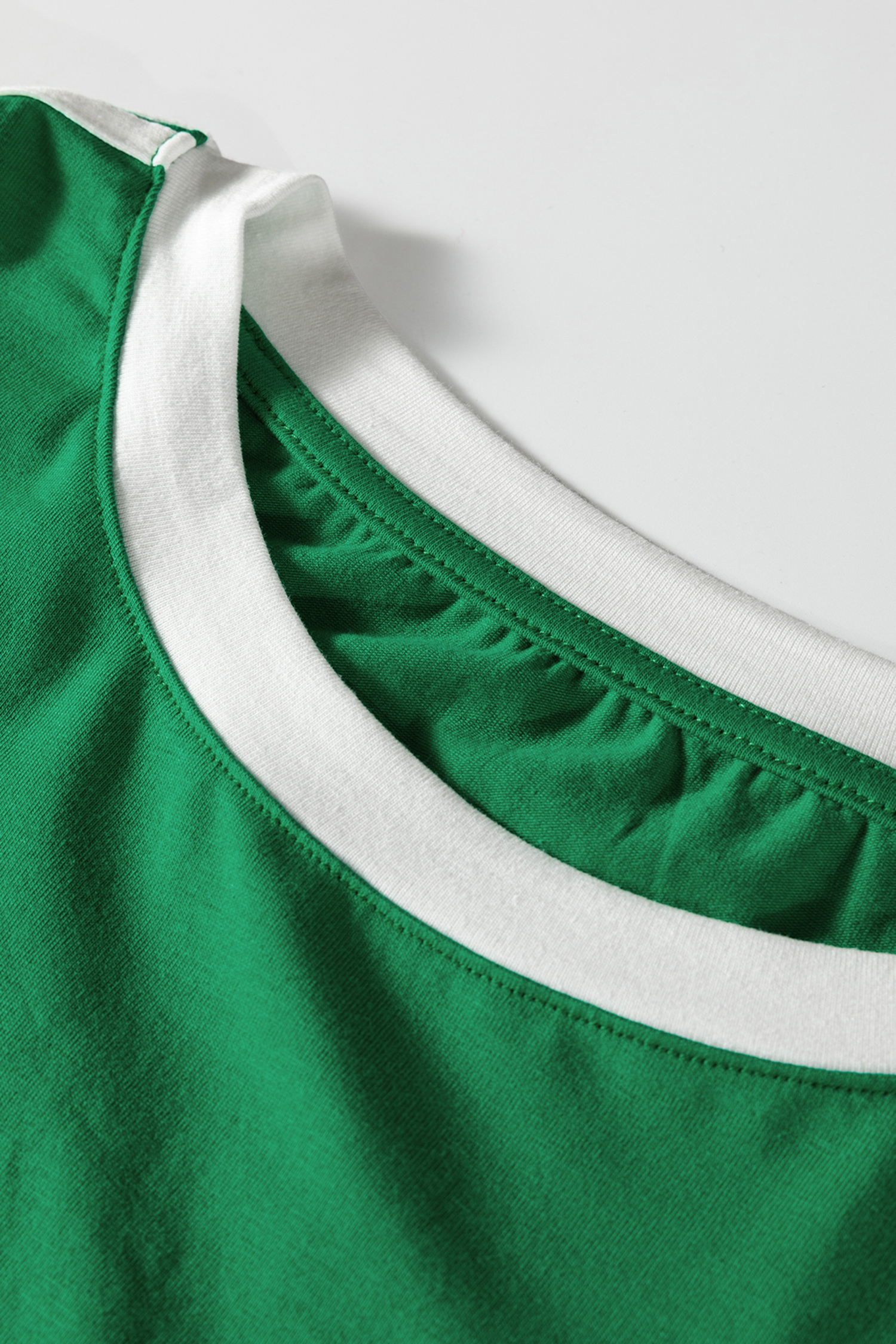 Dark Brown Varsity Striped Accent Contrast Crew Neck Long Sleeve T Shirt