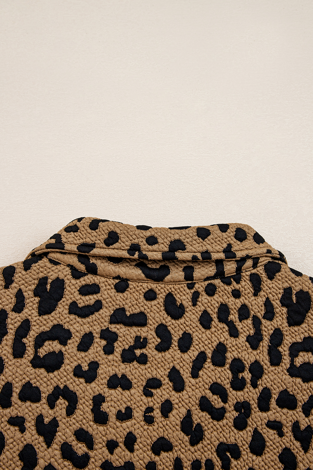 Brown Leopard Print Quarter Zip Sweatshirt