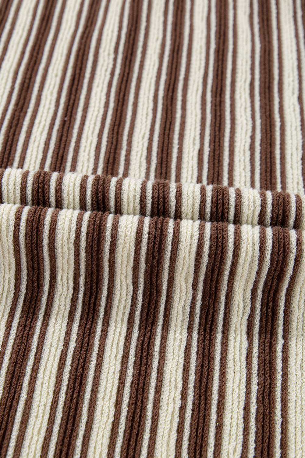 Green Stripe Textured Side Slits Crew Neck T Shirt