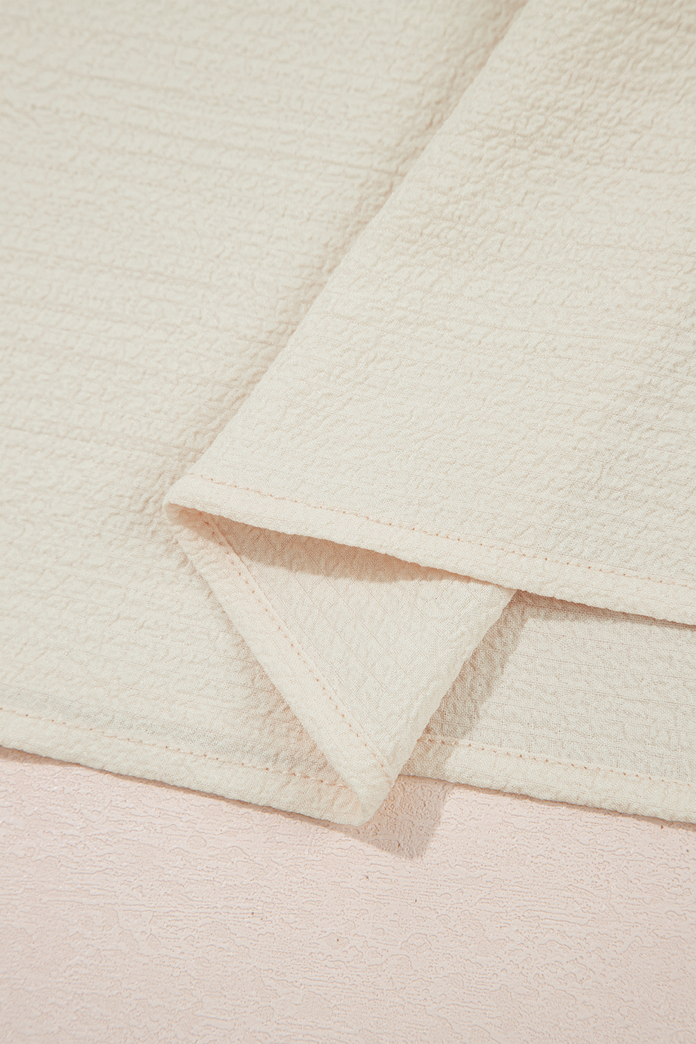 Beau Blue Textured Bow Knot Frilled Butterfly Sleeve Blouse