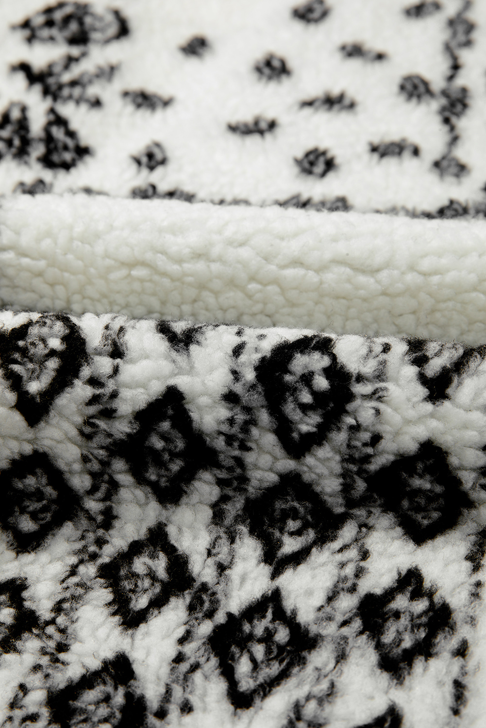 Brown Sherpa Paisley Print Pocketed Western Fashion Vest Jacket