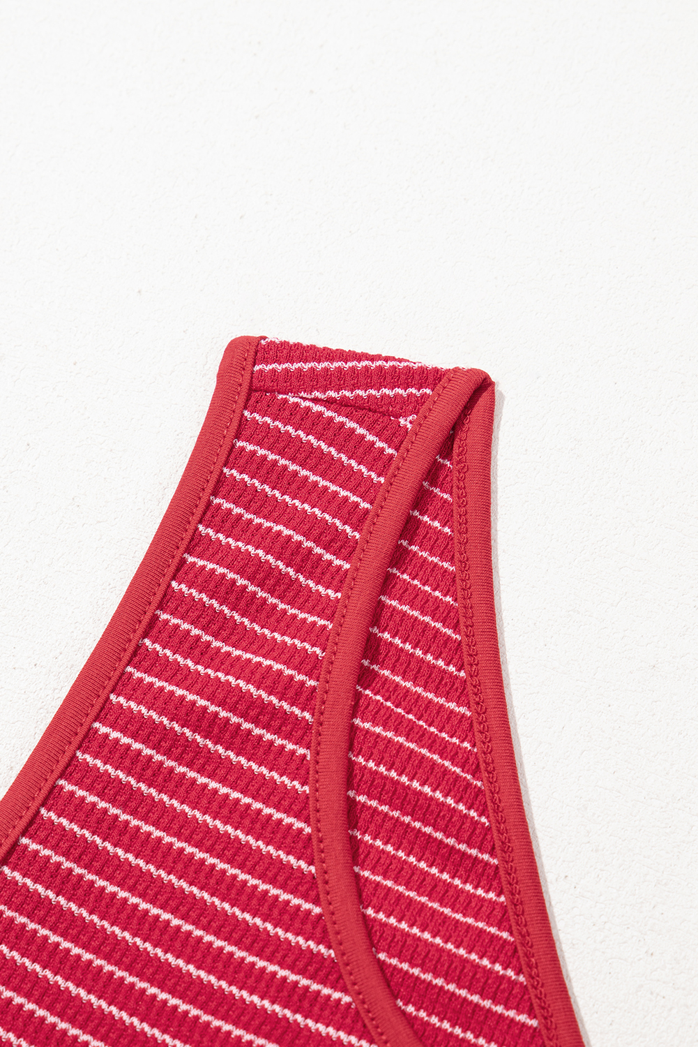 Red Stripe Criss Cross Side Slits Slim Fit Sleeveless Midi Dress