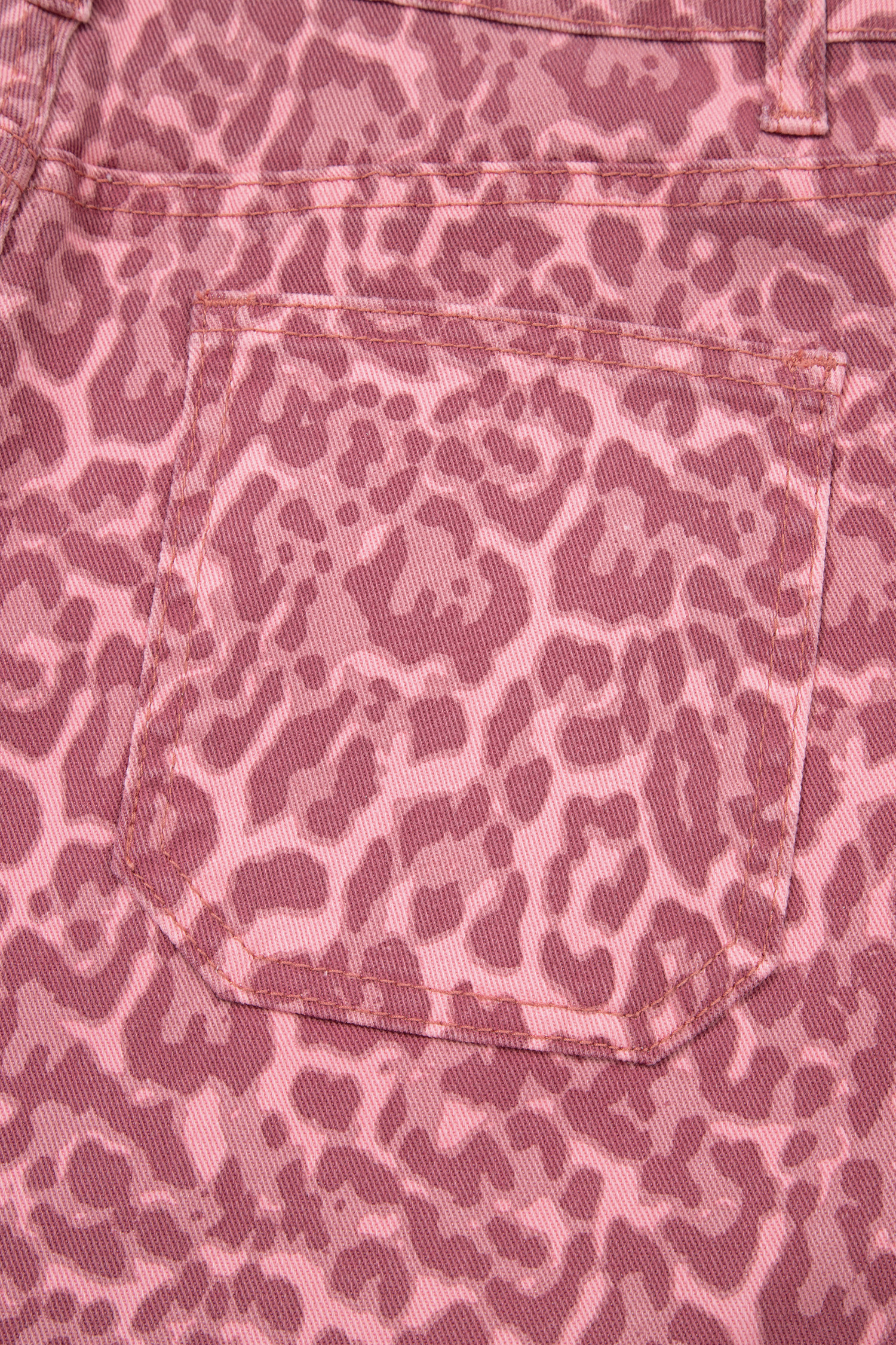 Rose Leopard Frayed Edge Wide Leg High Waist Jeans