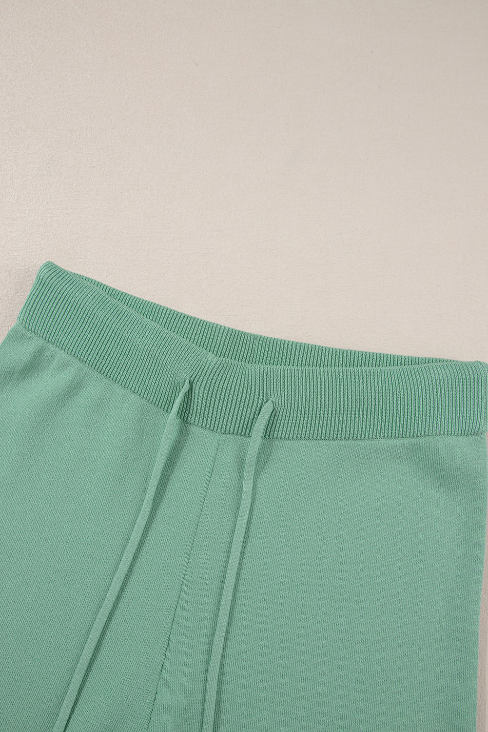 Blackish Green Contrast Trim Half Sleeve Top Drawstring Pants Loose 2pcs Sweater Suit