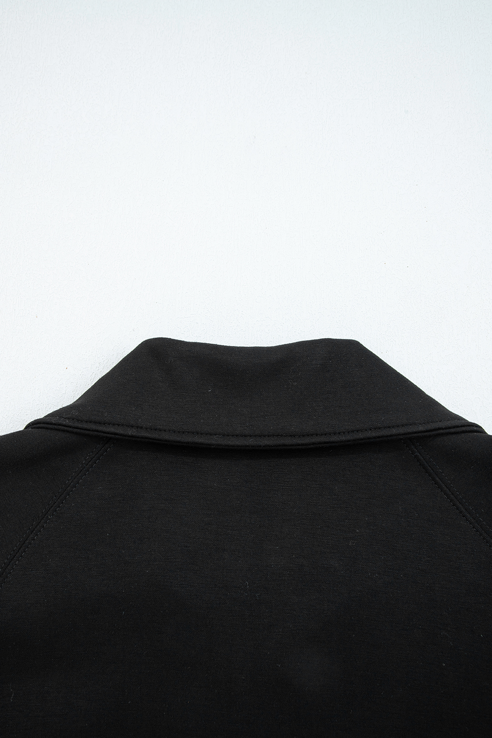 Black Zip Collar Long Sleeve Top Drawstring Pants Set