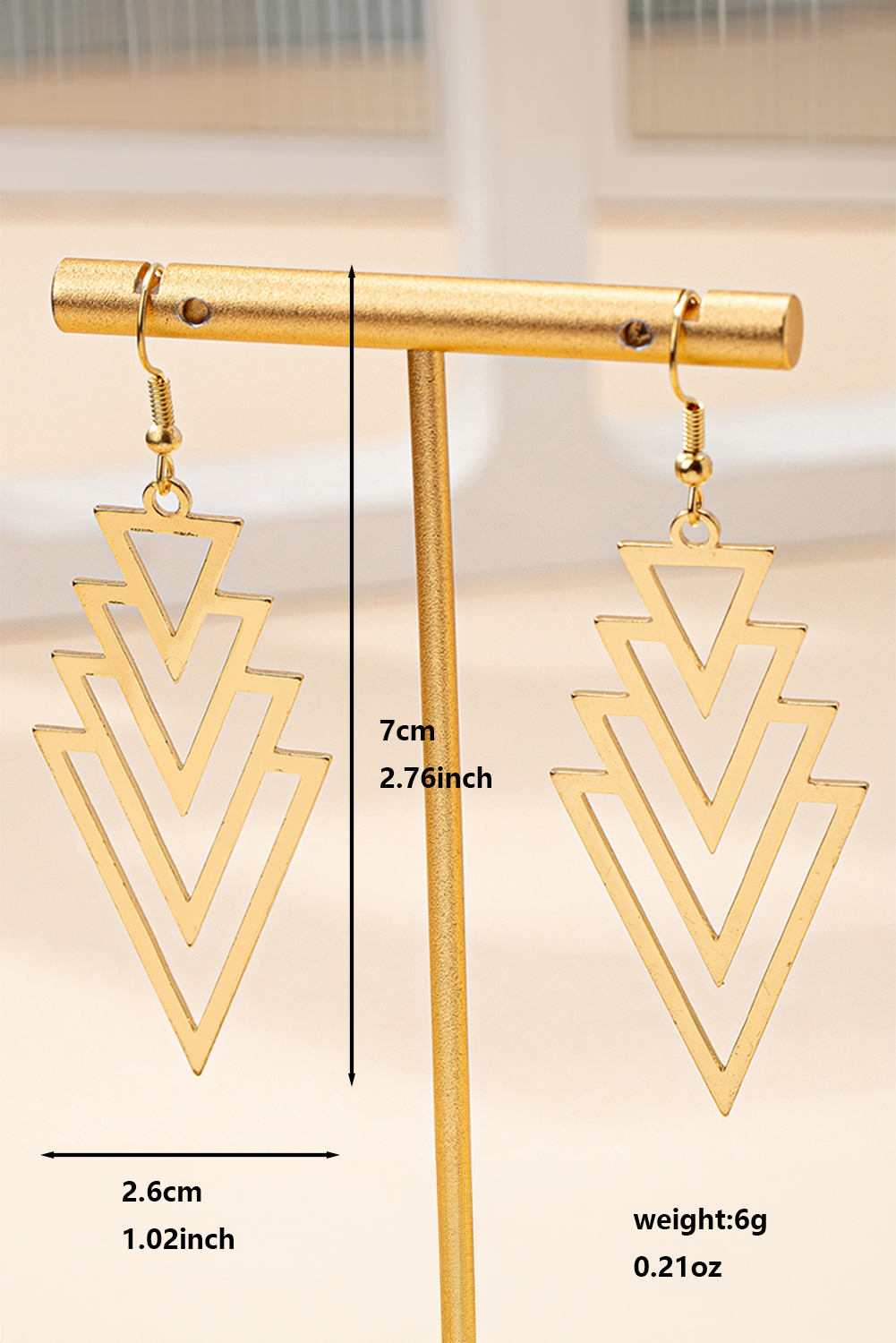 Gold Plated Alloy Geometric Dangle Earrings