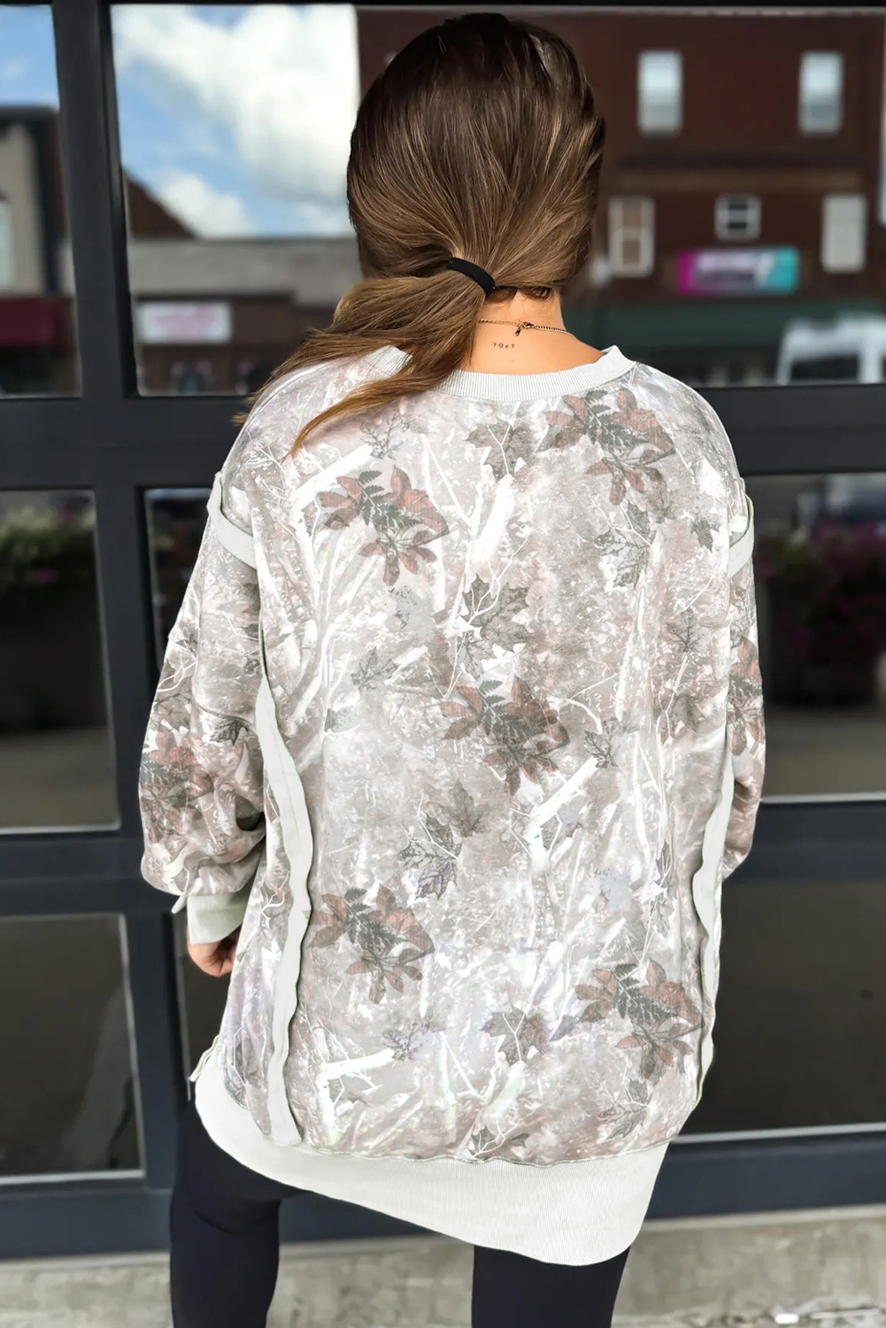 Beige Camo Print Baggy Drawstring Jogger Sweatpants