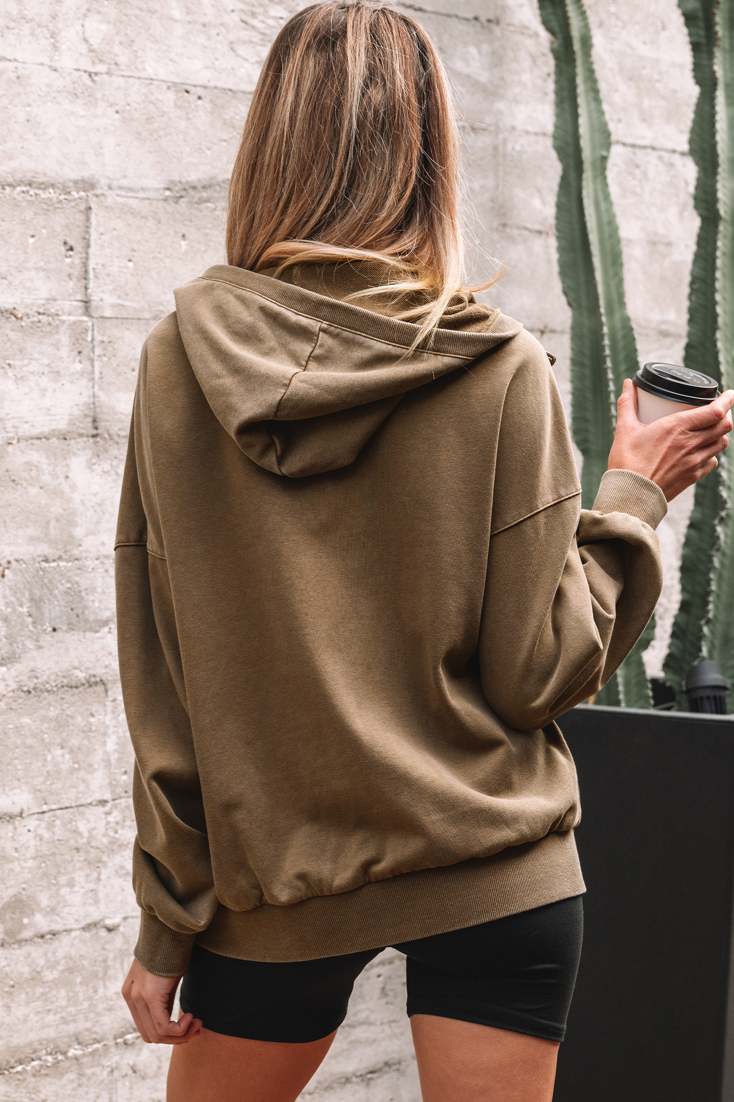 Canton Half Zip Kangaroo Pocket Mineral Wash Baggy Hoodie