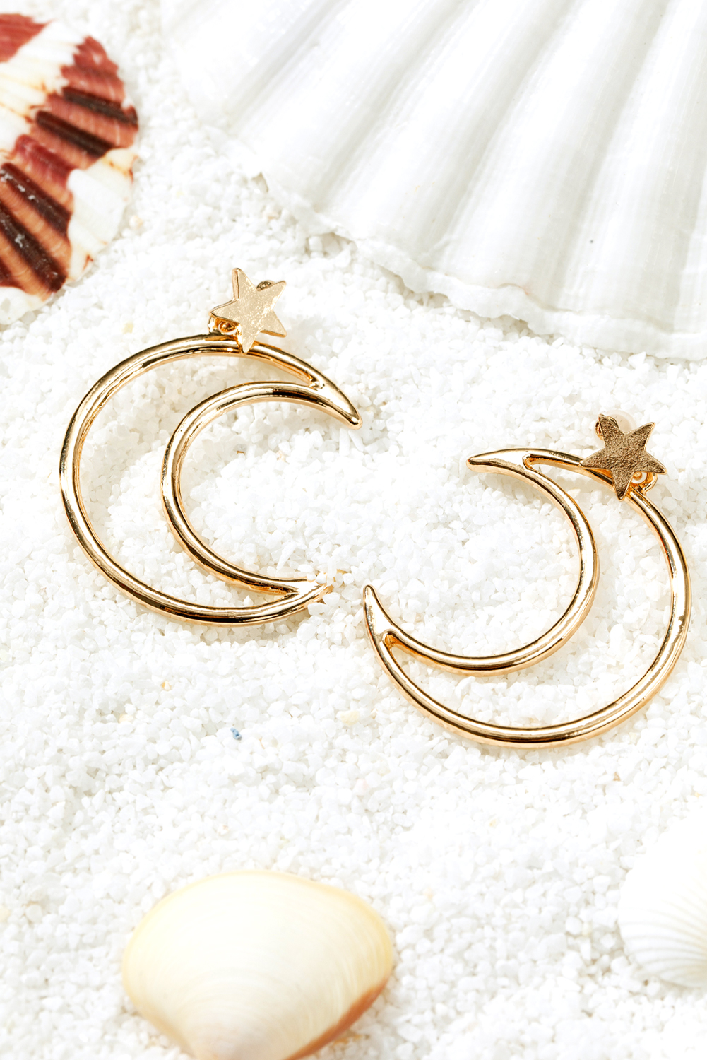 Gold Star and Moon Plated Alloy Earrings