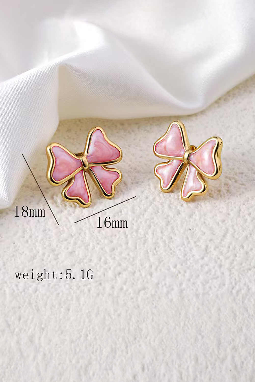 Light Pink Bow Knot Enamel Stud Earrings
