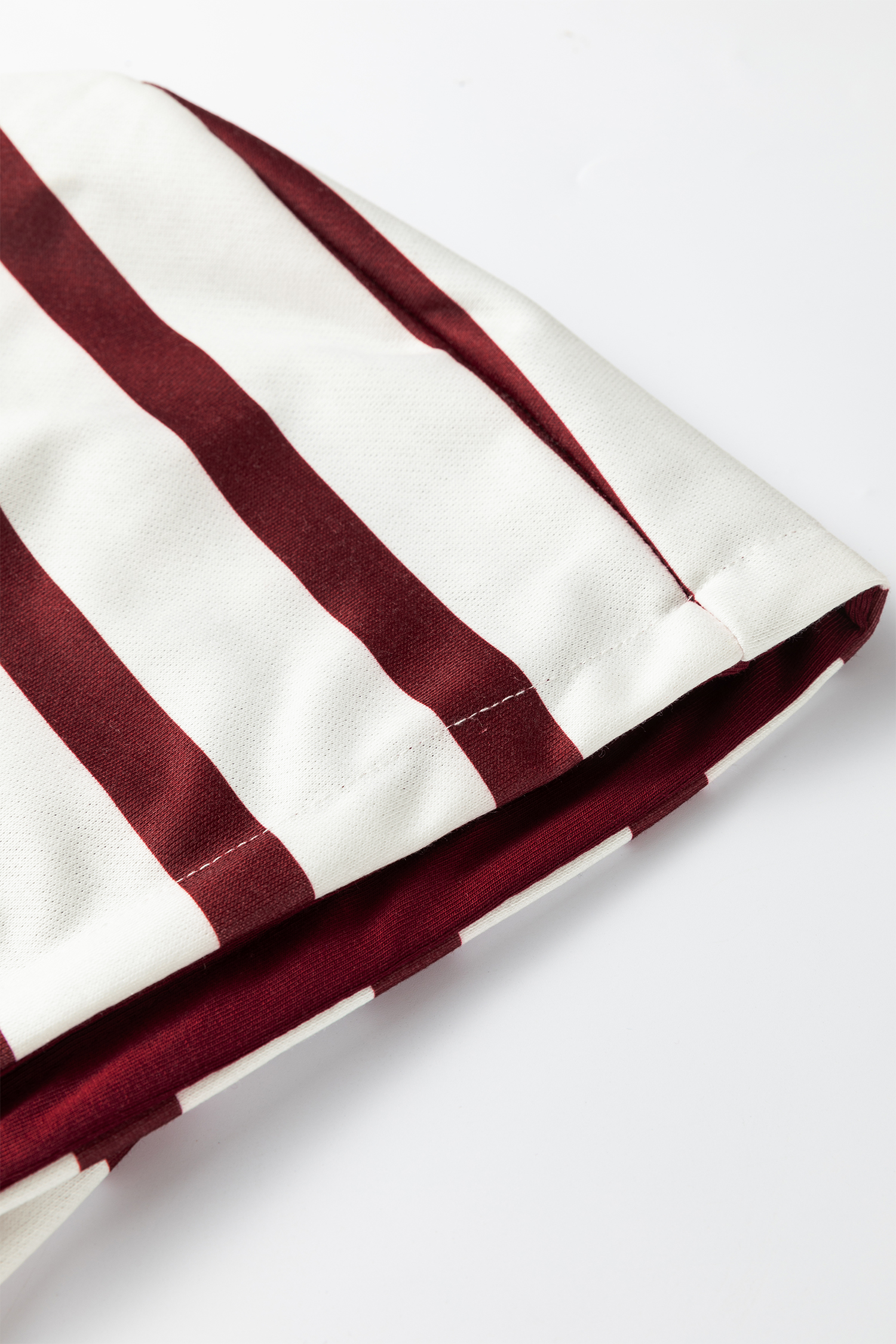 Red Stripe Pullover Hoodie Ribbed Solid Pants 2pcs Set Outfit