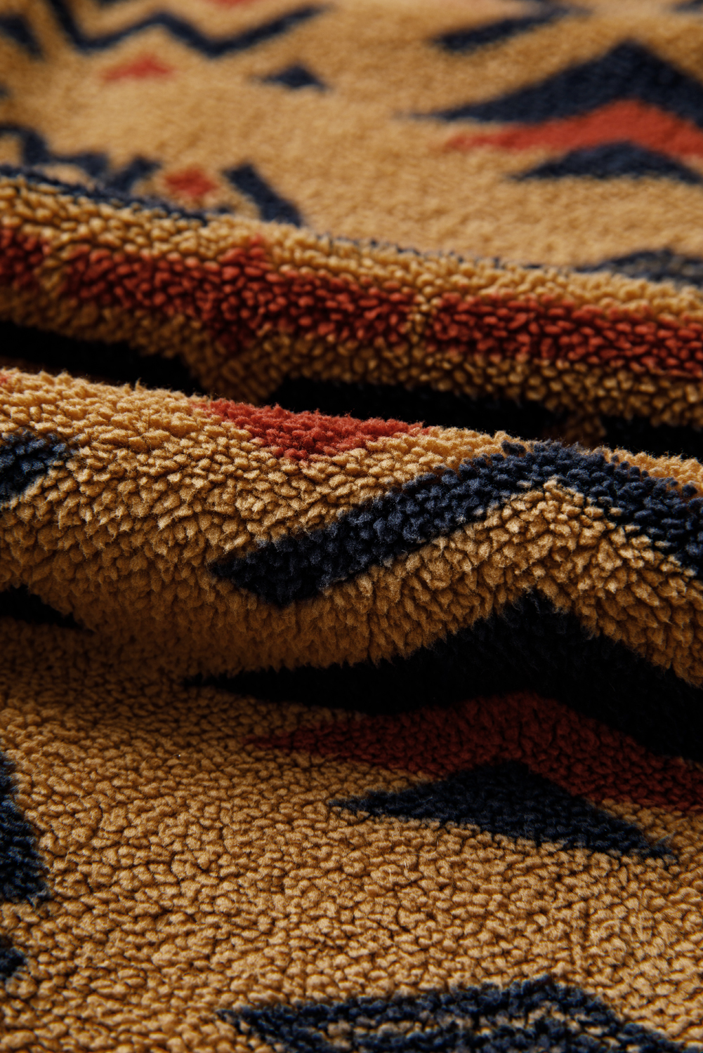 Khaki Western Aztec Pattern Fleece Shacket