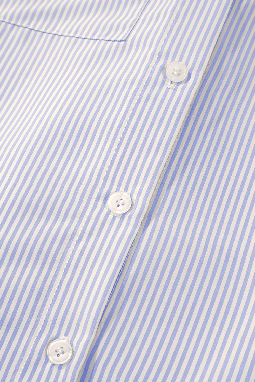 Grass Green Striped Shirred Cuff Buttoned Loose Fit Shirt