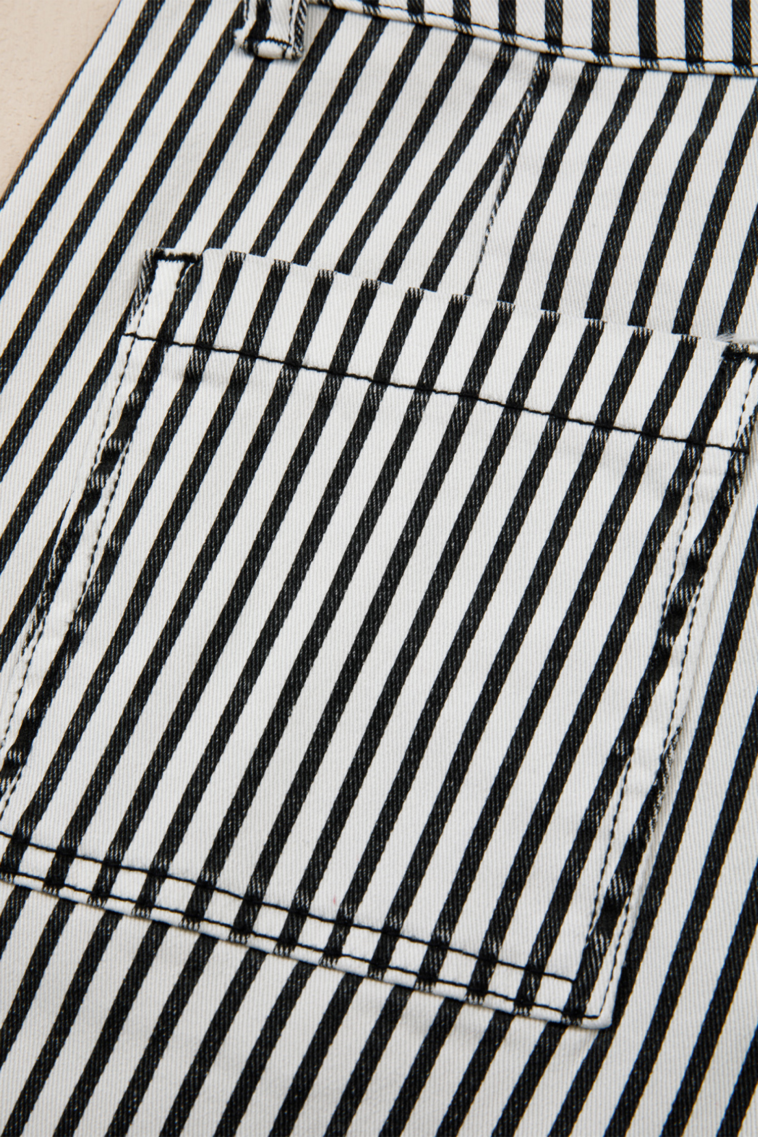 Black Stripe Patch Pocket High Waist Shift Denim Jeans