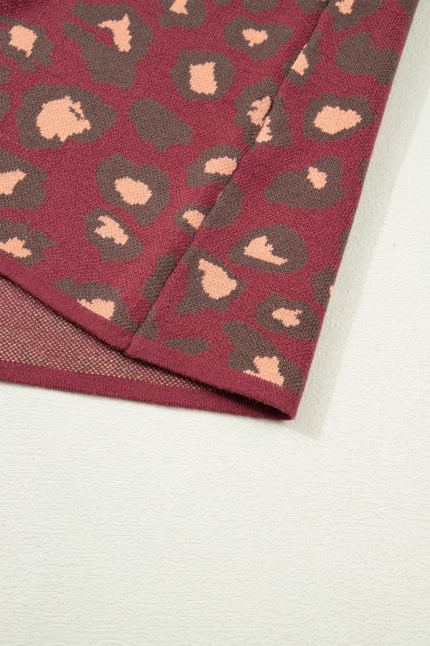 Red Leopard Print Cap Sleeve Knitted Top