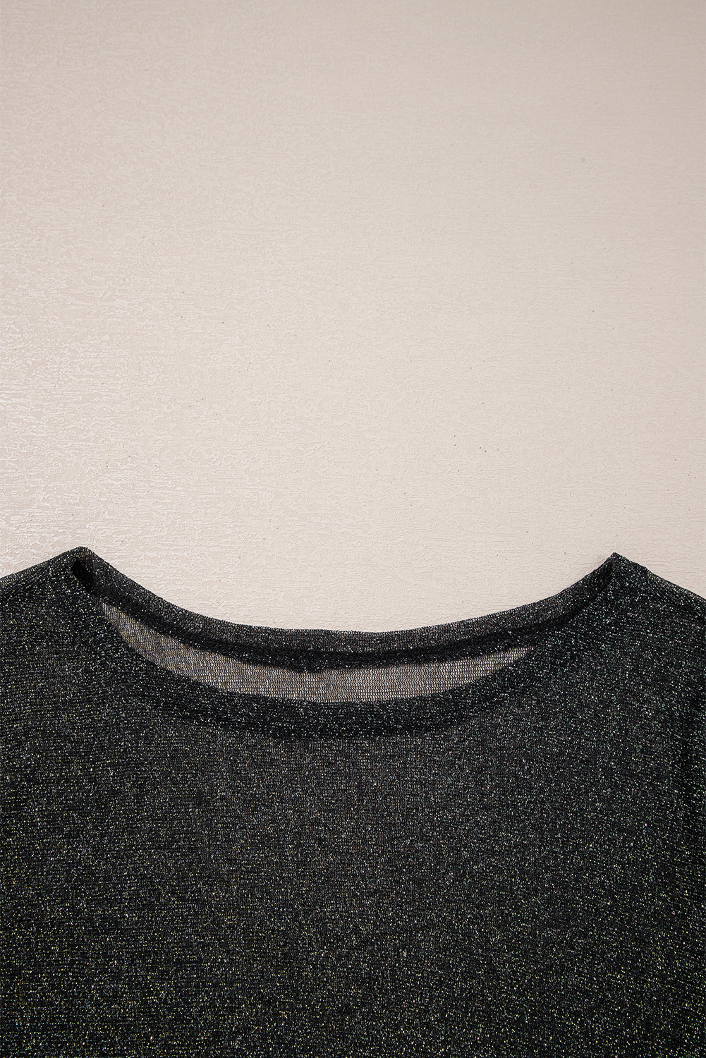 Black Metallic Glitter Mesh Long Sleeve Top