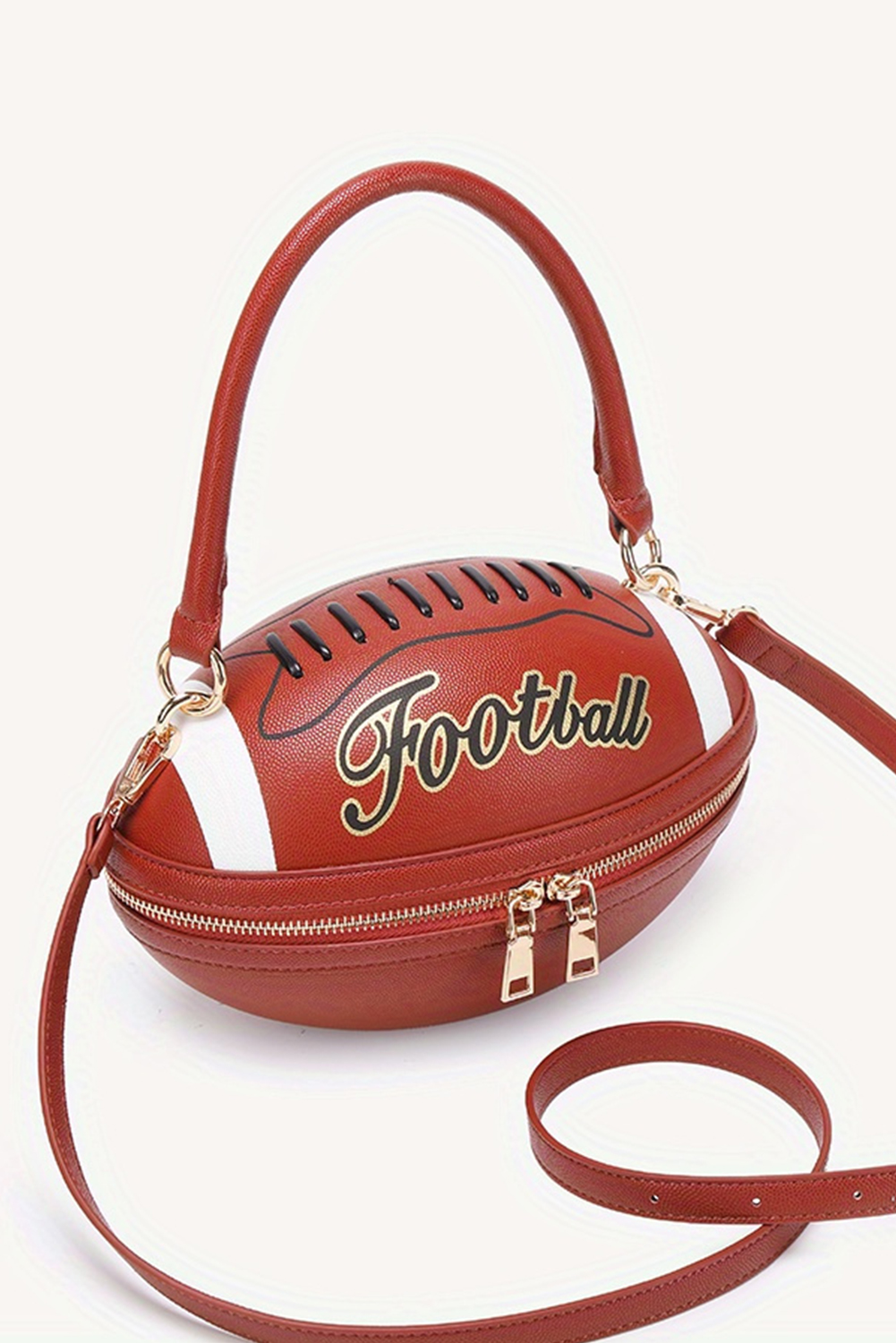 Chestnut Faux Leather Football Spherical Hand Bag