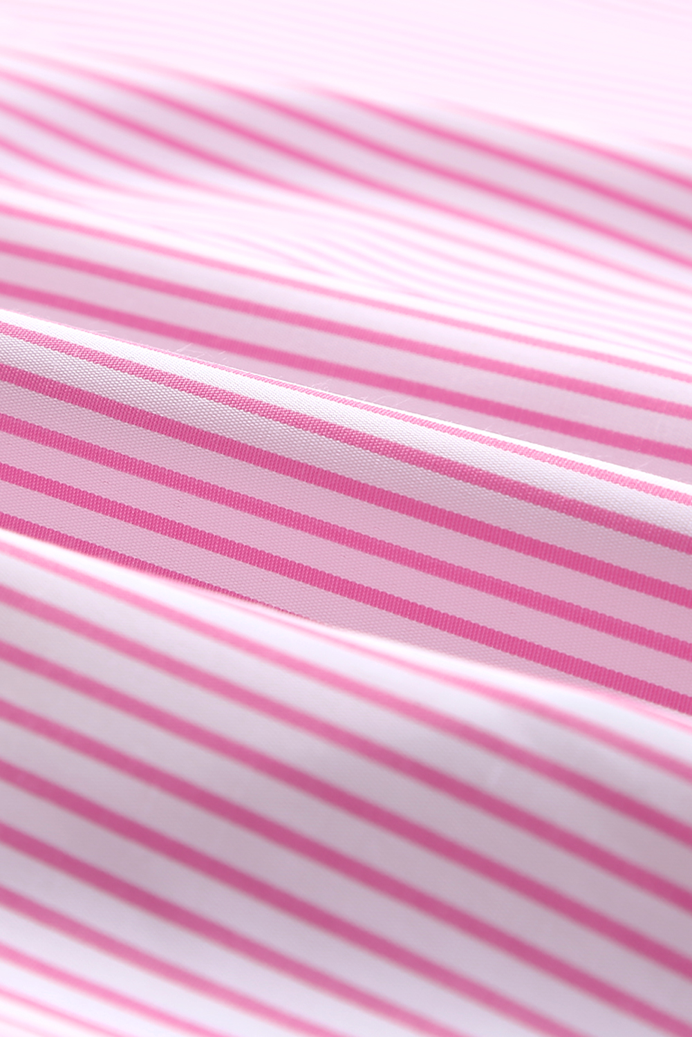 Red Stripe Smocked Cuffed Striped Boyfriend Shirt with Pocket