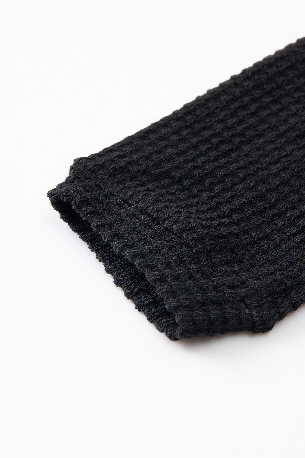 Green Waffle Knit Drop Shoulder Long Sleeve Top