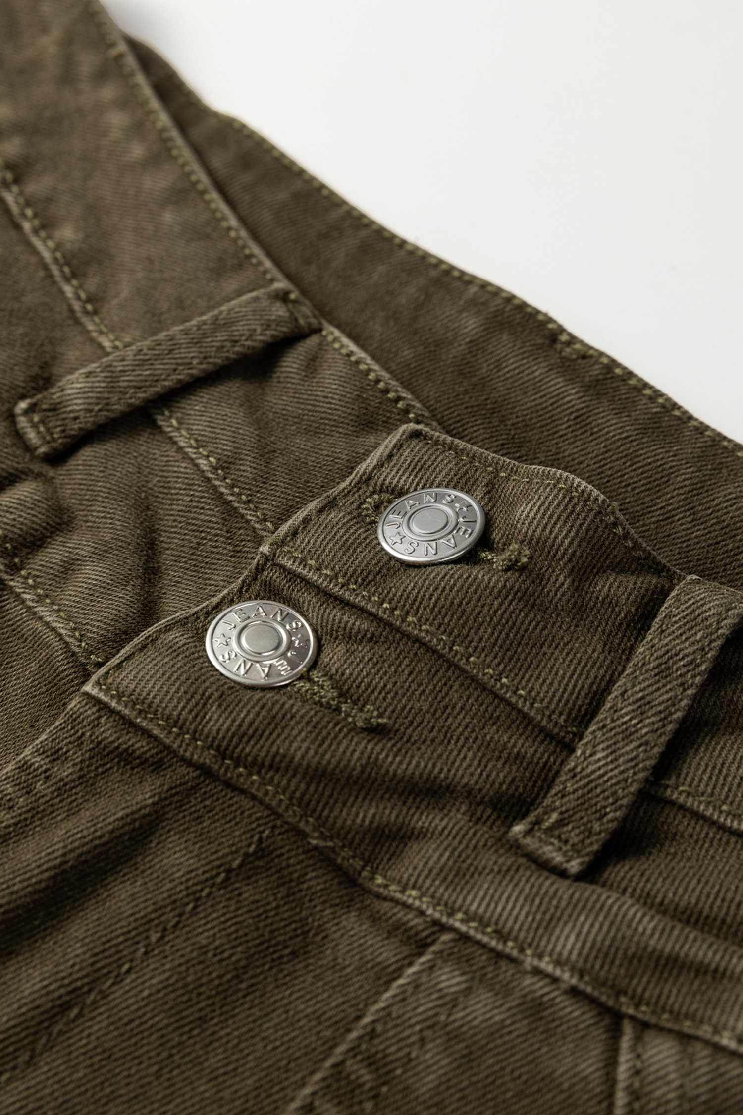 Jungle Green Double Waistband Loose Straight Jeans