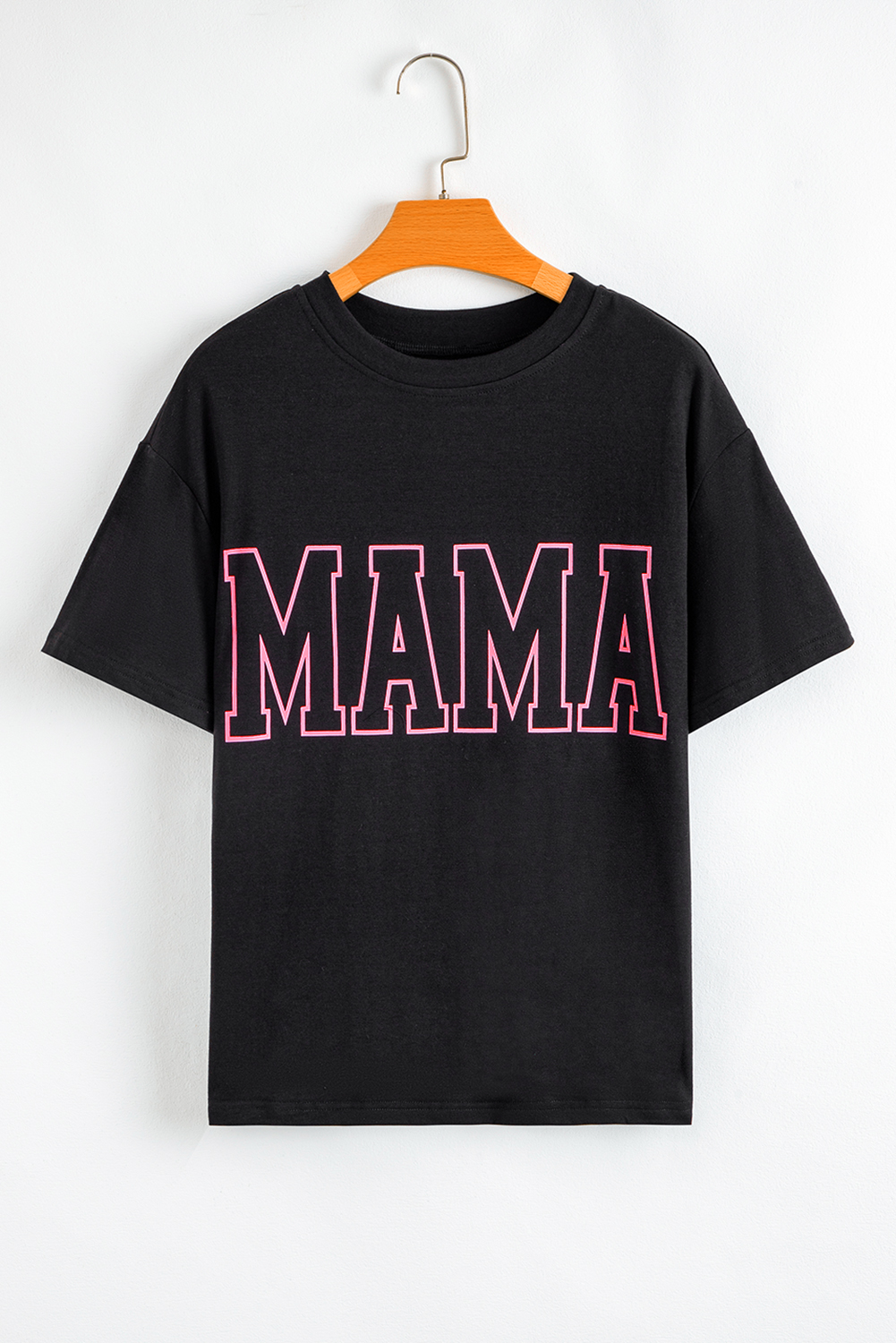 Black MAMA Letter Graphic Neon T Shirt