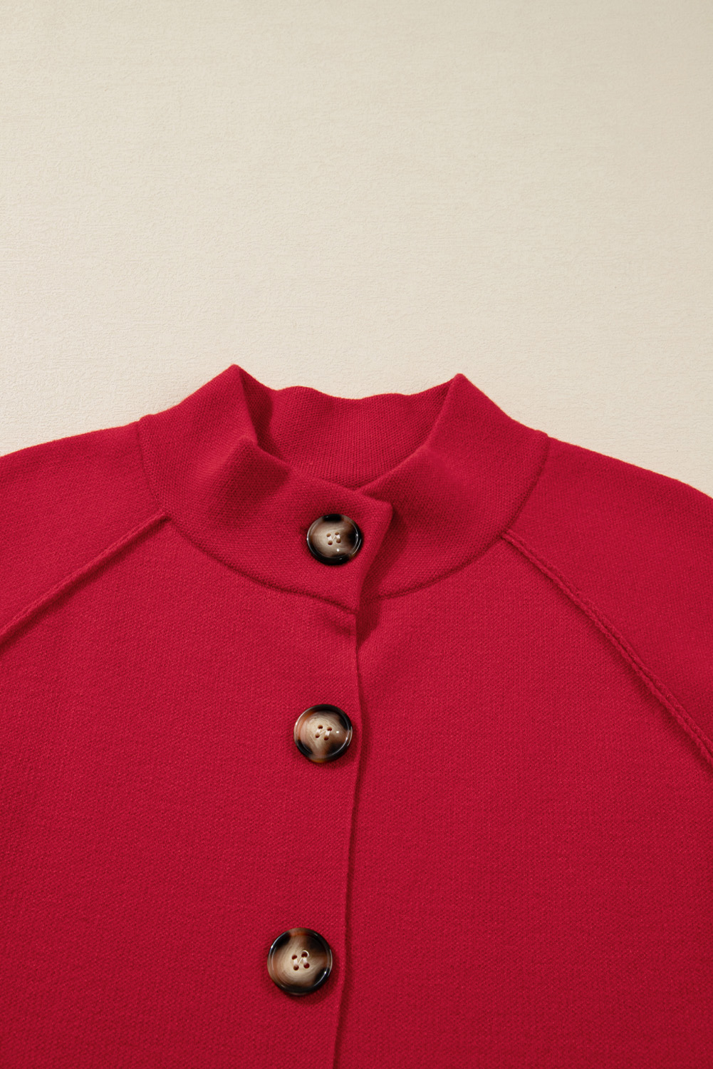Fiery Red Collared Button Front Wrapped Cardigan Jacket
