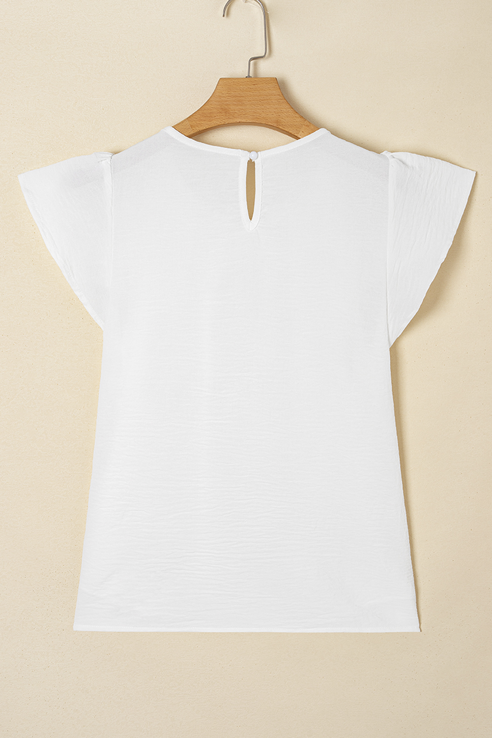 Black Flounce Sleeve Pleated Textured Blouse