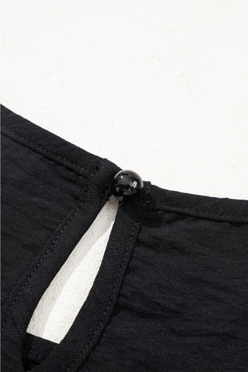 Black Flounce Sleeve Pleated Textured Blouse