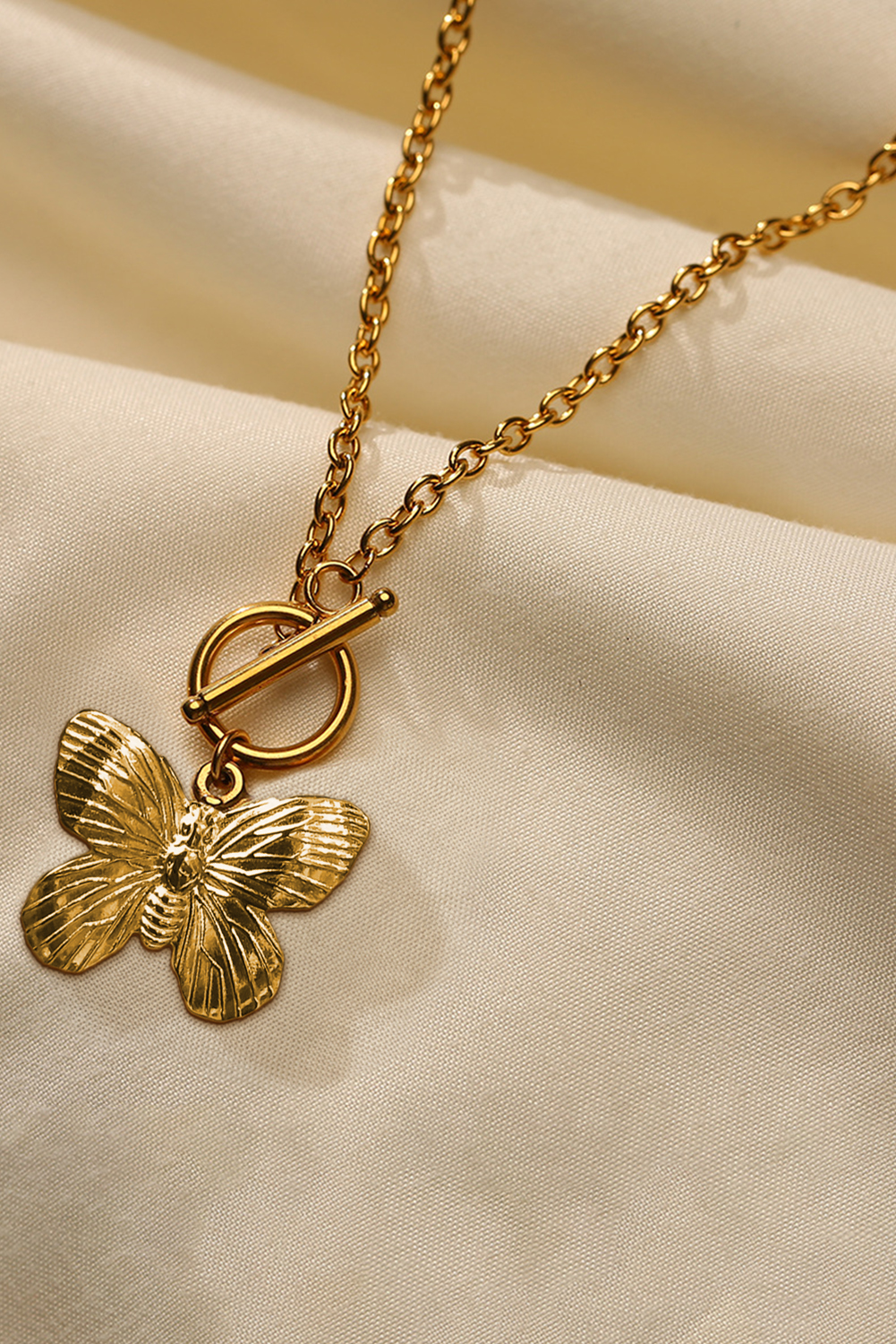Gold Butterfly Pendant Plated Alloy Necklace