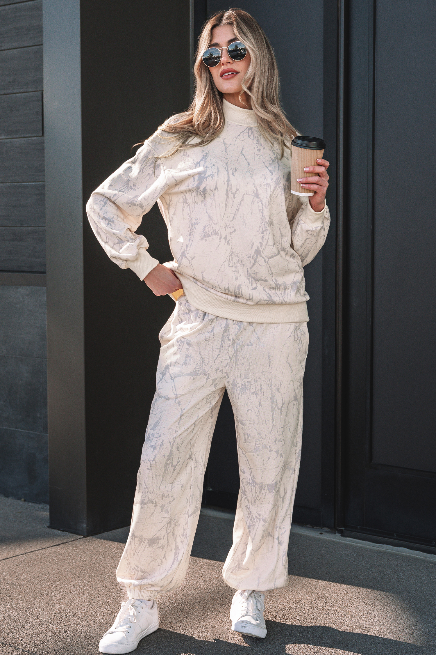 Pink Camo Print Jogger Pants Set