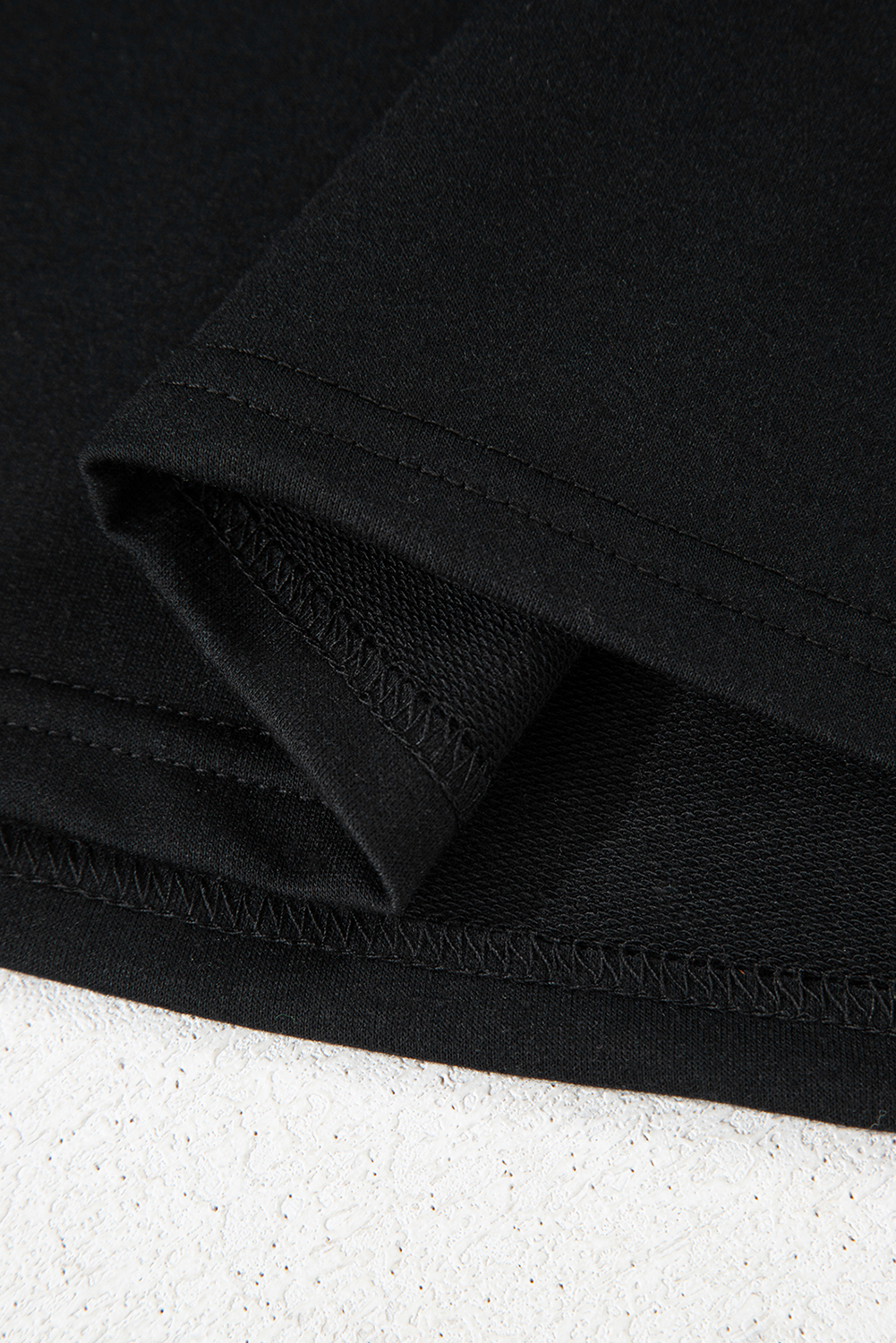 Black Striped Patch Front Casual Tee