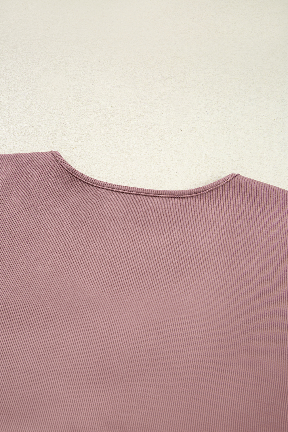 Burgundy Gathered Bust Square Neck Ribbed Fit Long Sleeve Top