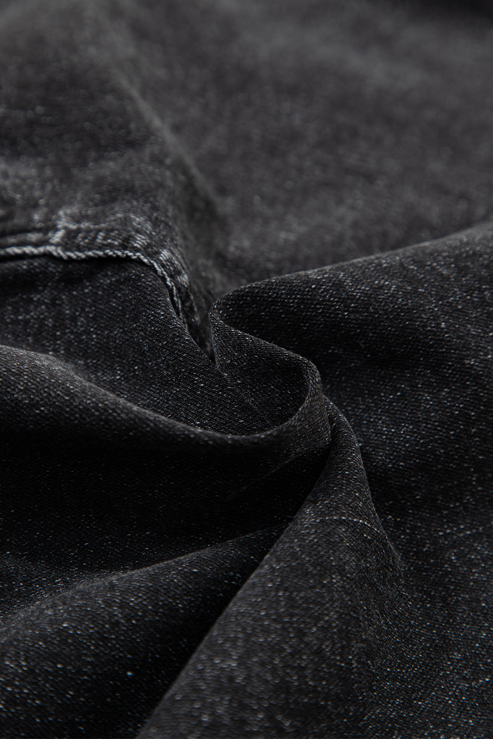 Carbon Grey Mineral Wash Ripped Raw Hem Denim Mini Skirt