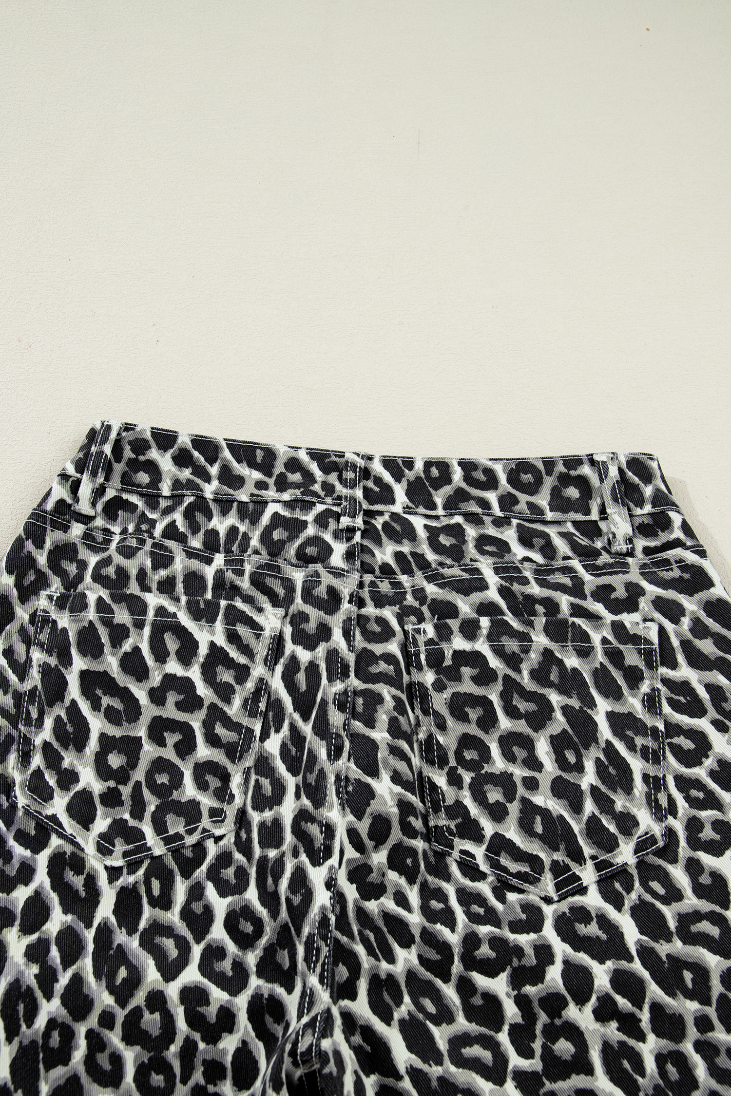 Black Leopard Print Barrel Jeans