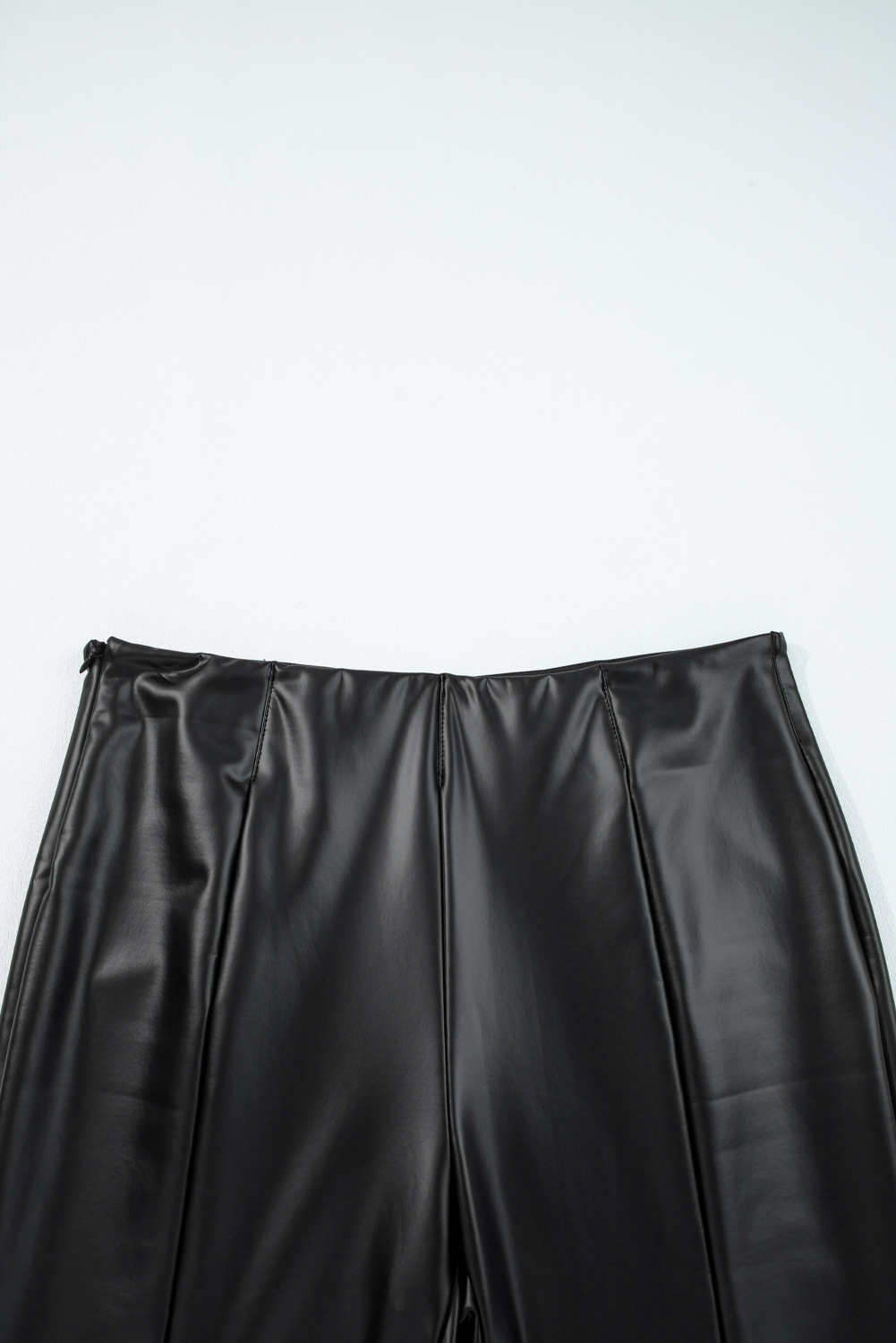 Black Faux Leather Seamed Leg High Waist Leggings