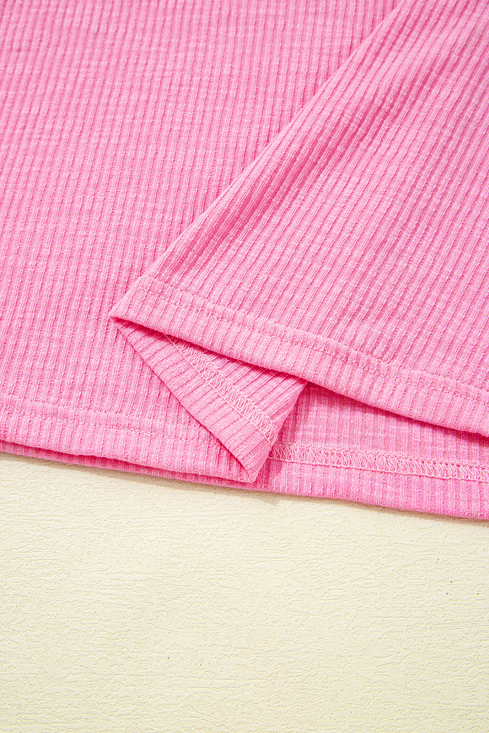 Bonbon Striped Ruffle Flutter Sleeve Ribbed Blouse