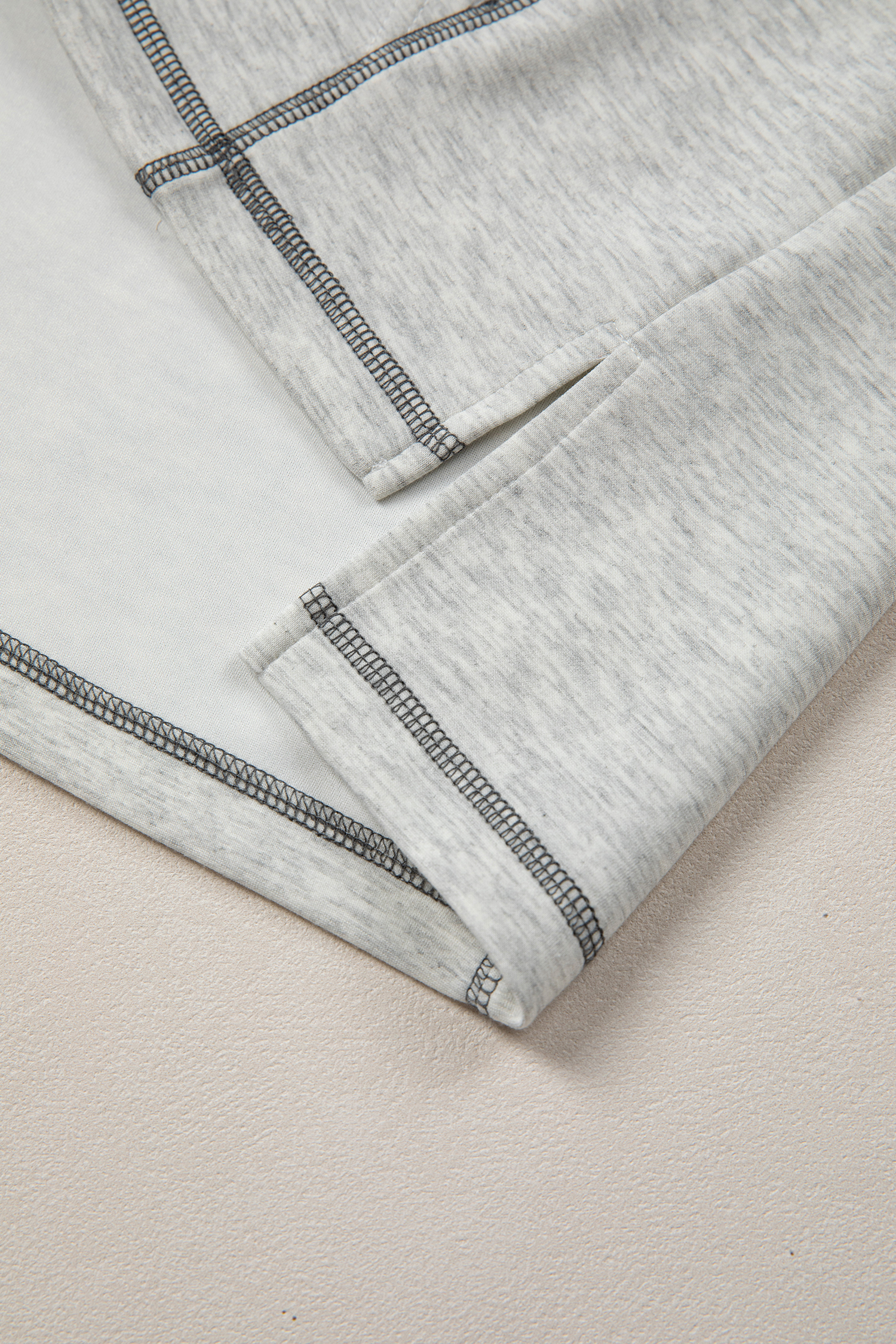 Light Grey Half Zip Stand Neck Seam Detail Long Sleeve Top