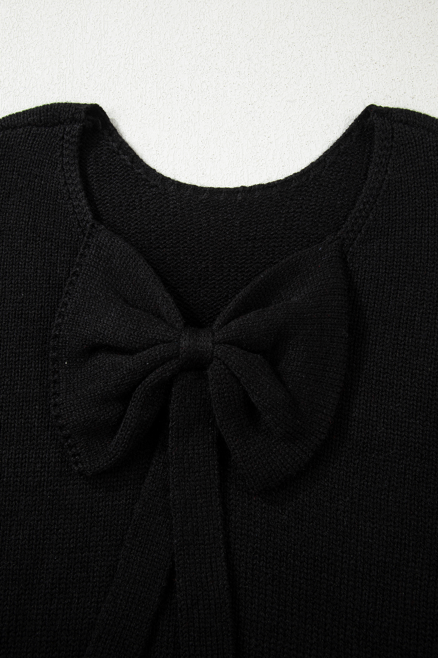 Bonbon Festive Bow Backless Bubble Sleeve Sweater