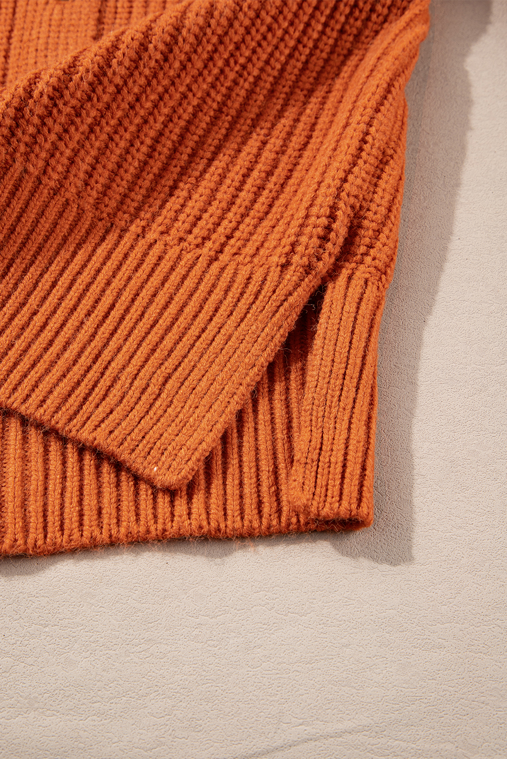 Gold Flame Button Front V Neck Chunky Cardigan Sweater